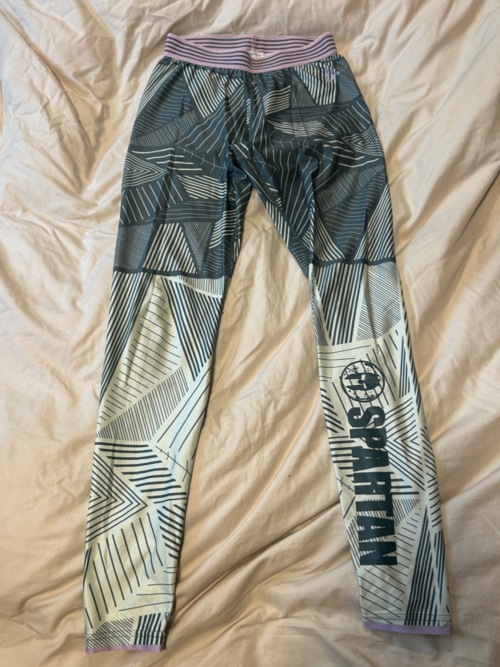 Craft Geometric Print Leggings in Olive, Sage Green, & Lavender